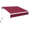 thumbnail image 2 of Outsunny 8' x 6.6' Patio Retractable Awning, Manual Sun Shade, Wine Red, 2 of 9