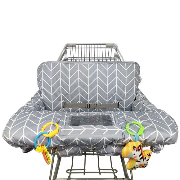 Funda para carrito de compras para bebé ICOPUCA Funda para trona de algodón, reversible, lavable a máquina para bebés, niños pequeños, niños o niñas (estampado de flechas grises)