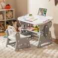 thumbnail image 2 of Gymax Kids Table & Chair Set Height Adjustable Toddler Drawing Table w/ Book Stand, 2 of 10
