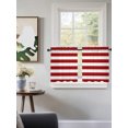 thumbnail image 3 of Red Stripes Sheer Kitchen Tier Curtains 24 Inch length, Rod Pocket Half Curtains Short Drapes, Simple Red White Texture Light Filtering Chiffon Small Window Treatments 2 Panels 27.5"W x 24"L, 3 of 7