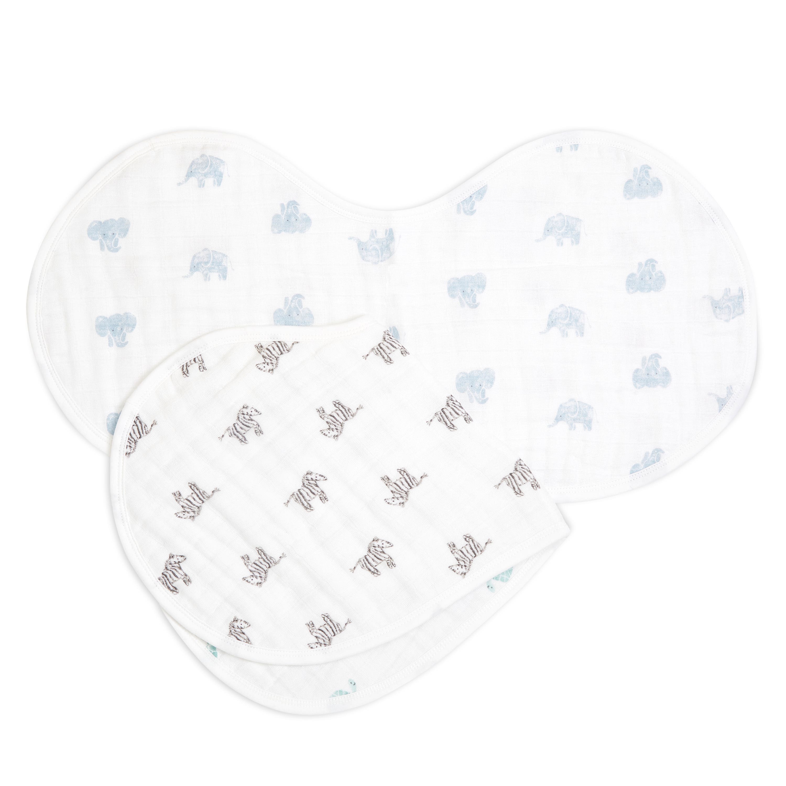aden + anais Oganic Cotton Muslin Burpy Bibs, Multi Animal Kingdom, Unisex, 2-pack