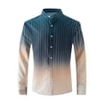 thumbnail image 4 of Blusa y camisa de manga larga con cuello alto para hombre, estilo informal, a rayas, con cuello alto, tipo cárdigan, camisa con botones, blusa de poliéster para hombre, 4 of 9