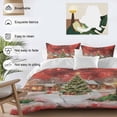 thumbnail image 3 of Christmas Bedding Duvet Cover Set Queen Size 4 Pieces Red View Christmas Tree Hut Light Golden Snowflakes Bedding Set with Zipper Closure,1 Comforter Cover 90x92 Inches 1 Flat Sheet & 2 Pillow Cases, 3 of 7
