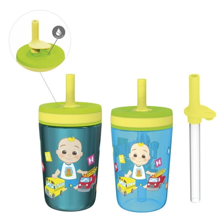 

Zak Designs 3pc Kelso Straw Tumbler Set 12oz Stainless Steel and 15oz Plastic 2 Cups and 1 Bonus Straw Leakproof and Perfect for Kids CoComelon