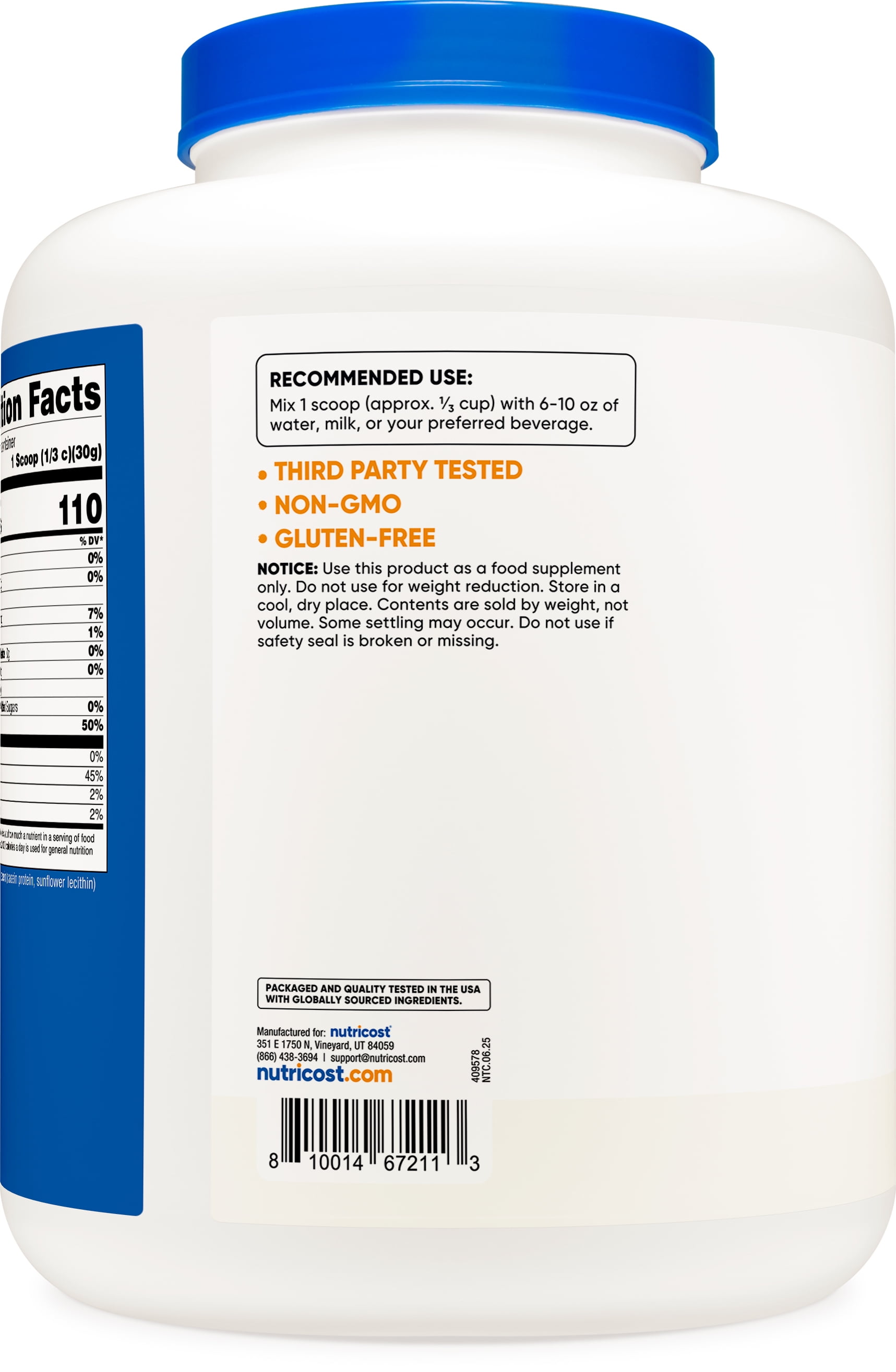 Nutricost Casein Protein Powder 5lb (Unflavored) - Micellar Casein