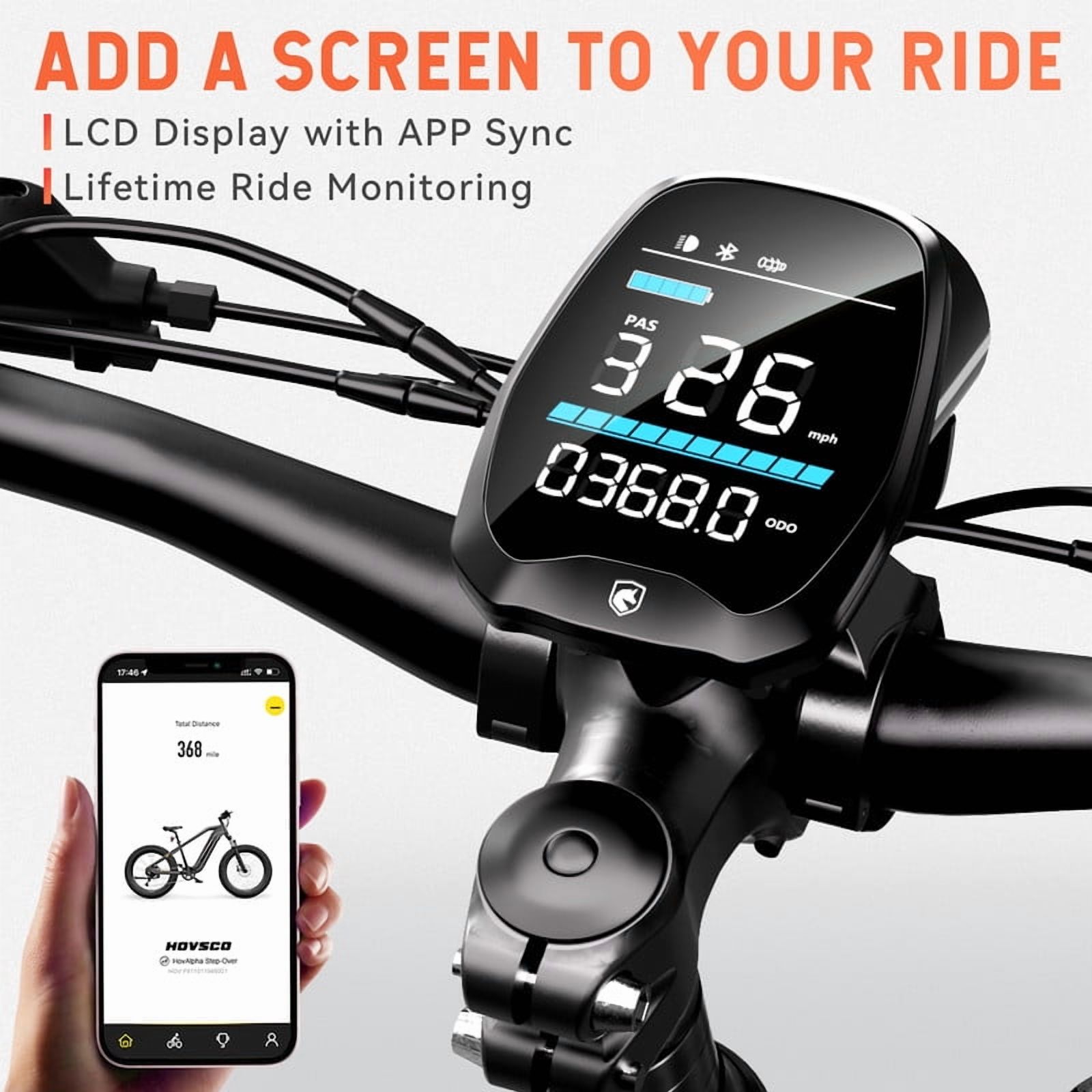 HOVSCO HovAlpha 26" Fat Tire Electric Bike, 750W Electric Mountain Bike for Adults, 48V/20AH Samsung/LG Battery, APP Control, UL2849, Deep Gray