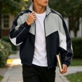 Track Fall Blocks Turilly Plus Size Mens Retro Color Block Track Jacket Full Zip Stand ...