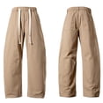 thumbnail image 5 of JUUYY Men's Baggy Jeans Vintage Drawstring Elastic Waist Straight Jean Pants Classic Loose Fit Wide Leg Denim Pants with Pocket Khaki XXXXXL, 5 of 5