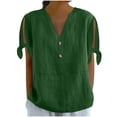 thumbnail image 2 of mfyjkho Tops Casuales Para Mujer, Camiseta Holgada De Manga Corta Con Cuello En V Y Botones Para Mujer, Estilo Informal Y Moderno. Tops Para Salir Para Mujer L, 2 of 5