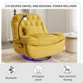 thumbnail image 4 of Euroco 270 Degree Swivel Power Recliner with Voice Control, Bluetooth Music Player, USB Ports, Atmosphere Lamp, Hidden Arm Storage and Mobile Phone Holder for Living Room, Bedroom, Yellow, 4 of 8