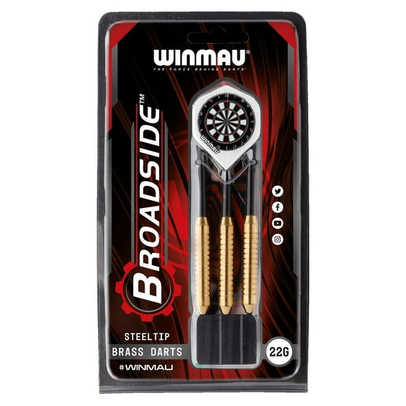 2 packs of Winmau Broadside steel-tip Brass darts - 22 grams