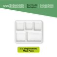 thumbnail image 1 of efyPack 5-Compartment Disposable Paper Plates, White, Plant-Based Sugarcane Fiber, 50Pcs, 1 of 5