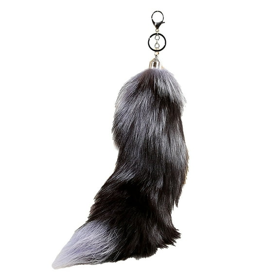 Extra Large Fluffy Fox Tail Keychain - Super Soft Faux Fur Bag Charm for Women, Oversized Animal Tail Keyring for Cosplay, Parties & Fashion Accessories