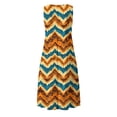 thumbnail image 4 of Gamivast Casual Dress for Women Loose Fit V-Neck Maxi Dress Sleeveless Swing Dress Brown Geometric Pattern With Pockets for Daily Vacation, 4 of 5