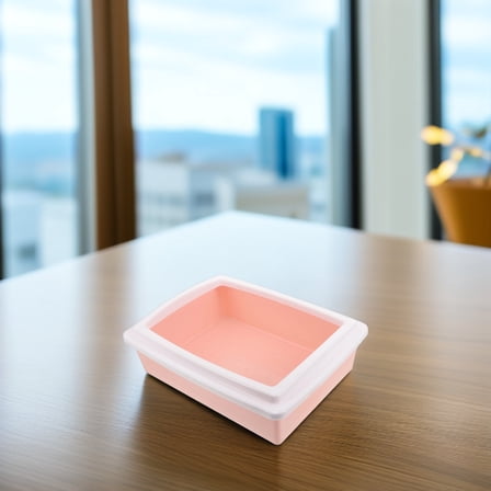 Niceauty Side Entry Litter Litter Box PP Pink Small Animals Toilet Open Top Design 1 Set