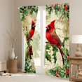 thumbnail image 3 of Feelyou Christmas Red Robin Blackout Curtains Set of 2 (52x84 Each), Poinsettia Leaf Plant Window Curtains, Vintage Western Fashion Curtains and Drapes, Living Room Curtains Decor, 3 of 6