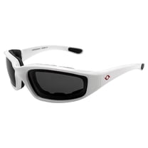 Hurricane Eyewear Vortex Sport Vented Foam Padded Riding Goggles White Frame with Polarized Smoke Lens