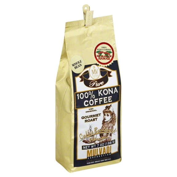 Mulvadi 100% Kona Coffee Whole Bean 7 Ounce