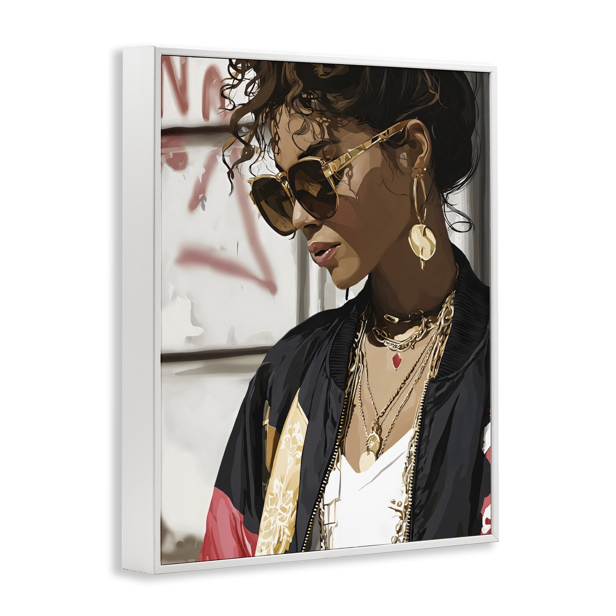 Stupell Industries Woman in Sunglasses With Jewelry White Framed Giclee Art, design by Franklyn Gregory