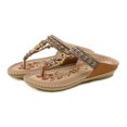 thumbnail image 4 of Heiheiup Sandales Compensées pour Femmes Sandales à Bout Ouvert avec Bride en T Sandales Bohémiennes Plates Chaussures de Plage, 4 of 5