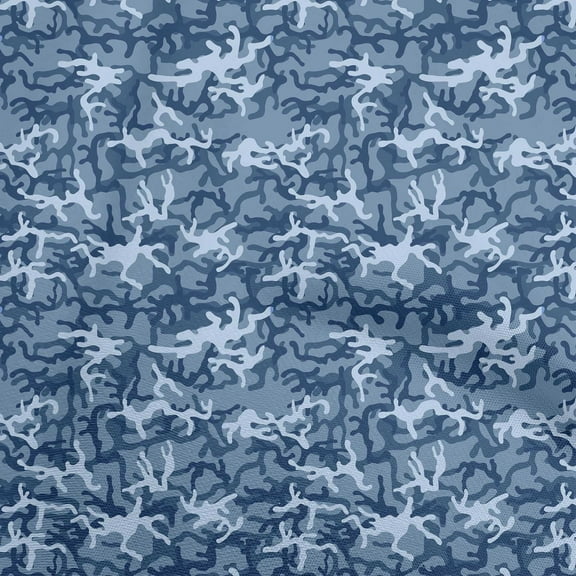oneOone Polyester Lycra Medium Blue Fabric Camouflage Craft Projects Decor Fabric Printed By The Yard 56 Inch Wide