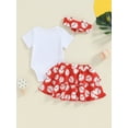 thumbnail image 3 of Suealasg Baby Girls 3Pcs Summer Skirt Outfits 3 6 12 18 Months Infant Short Sleeve Romper Tiered Baseball Print Skirt Headband Sets Newborn Girls Baseball Clothes, 3 of 8