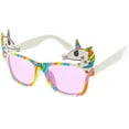 thumbnail image 2 of Novelty Rainbow Unicorn Sunglasses Horn Rimmed Square Lens 50mm (White Rainbow / Purple), 2 of 4
