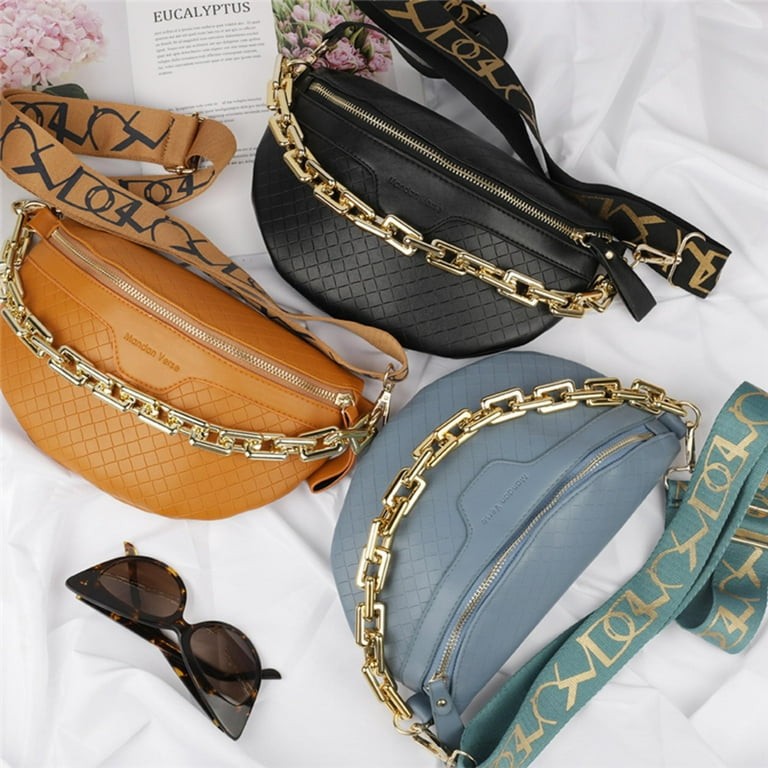 Leather fanny pack with chain hot sale