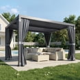 thumbnail image 5 of MELLCOM Louvered Pergola 10x12, Outdoor Rustproof Shelter with Adjustable Roof, Aluminum Gazebo with Waterproof Curtains and Netting for Patio Deck, Dark Grey, 5 of 8