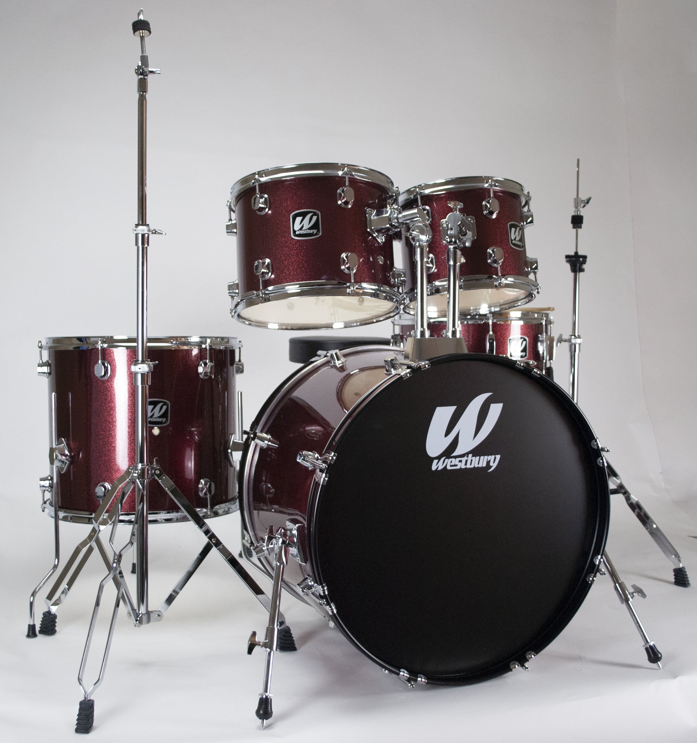 Westbury Stage 5Piece Drum Set 22/14SD/16FT/13/12, Hardware, Throne