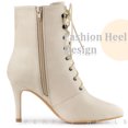 thumbnail image 4 of Unique Bargains Pointy Toe Zip Lace Up Stiletto Heels Ankle Boots for Women, 4 of 6