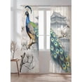 thumbnail image 2 of Peacock Sheer Curtains 2 Panels Set Retro Flowers Watercolor Attic Vintage Lihgt Filtering Rod Pocket Voile Drape, Semi Sheer Window Curtains for Bedroom Living Room, 52"x108", 2 of 5