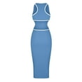 thumbnail image 5 of Cut Out Dress for Women Long Ribbed Sleeveless Crewneck Black and White Bodycon Maxi Dresses Summer Tank Dress (X-Large, Sky Blue), 5 of 5