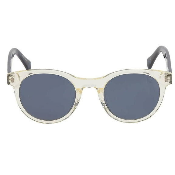 John Varvatos Mens Yellow Crystal Plastic Round Sunglass V542 Smoke Lens