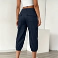 thumbnail image 4 of Kvture Womens Cargo Capris Pants Elastic Waist Hiking Pants Summer Casual Holiday Pants with Pockets Dark Blue Pant L, 4 of 9