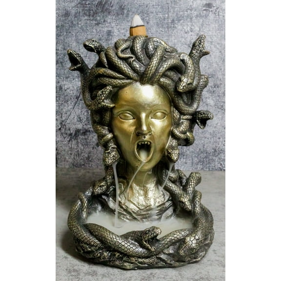 Greek Goddess Medusa with Snake Hairs Backflow Incense Cone Burner Figurine