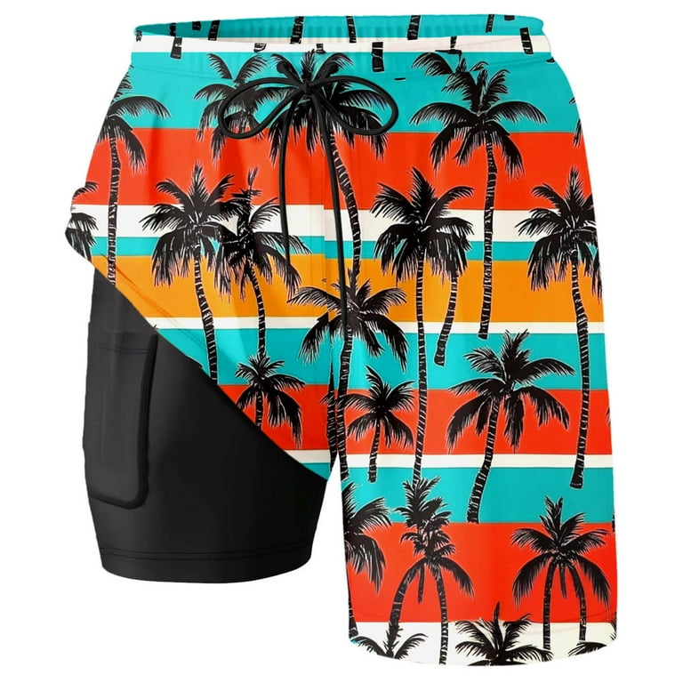 Swim Trunks Men 5 Inch Quick Dry Baggy Elastic Drawstring Waist