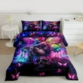 thumbnail image 2 of Homewish Magic Gothic Girl Queen Comforter Set, Purple Mystic Butterfly Bedding Sets, Futuristic Anime Style Reversible Bedding Comforter Set, Microfiber Bedroom Decor, 3-Piece, 2 of 8
