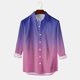 thumbnail image 2 of Camisas Oversize Hombre Top de camisa con botones de solapa con estampado 3D digital degradado informal para hombre (Purple, 3XL), 2 of 5