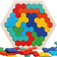 thumbnail image 2 of Rompecabezas hexagonal de madera Rompecabezas Toy Tangram Jigsaw Shape Pattern Block Color Skrtuan Skrtuan, 2 of 2