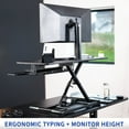 thumbnail image 2 of VIVO Black Electric 36" Standing Desk Monitor Riser, Dual Arm Sit Stand Tabletop, 2 of 8