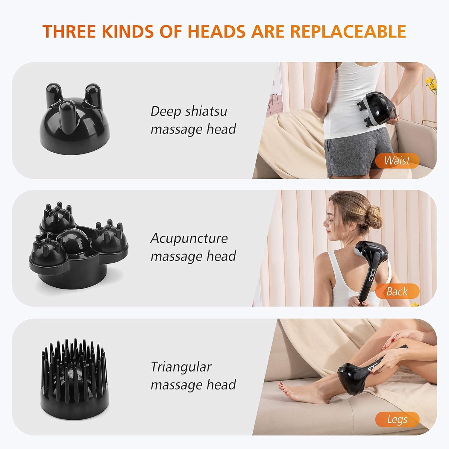 Cordless Handheld Back Massager with Heat, Deep Tissue Percussion for Neck Shoulder