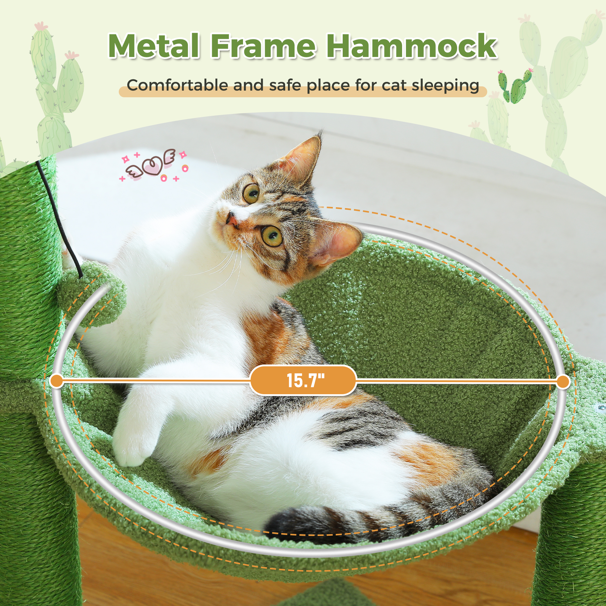 Pawz Road 33" Cactus Cat Scratching Post with Hammock photo 5