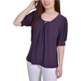 thumbnail image 1 of NY Collection Womens Balloon Sleeve Knit Blouse, Purple, Petite, PL, 1 of 1
