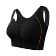thumbnail image 2 of Bigersell Front Closure Bra for Older Women Daisy Bras Comfort Strap V-Neck Lace Push up Padded Bras No Underwire Womens Front Snap Closure Sports Bras Wire-Free Brassiere Black M, 2 of 4