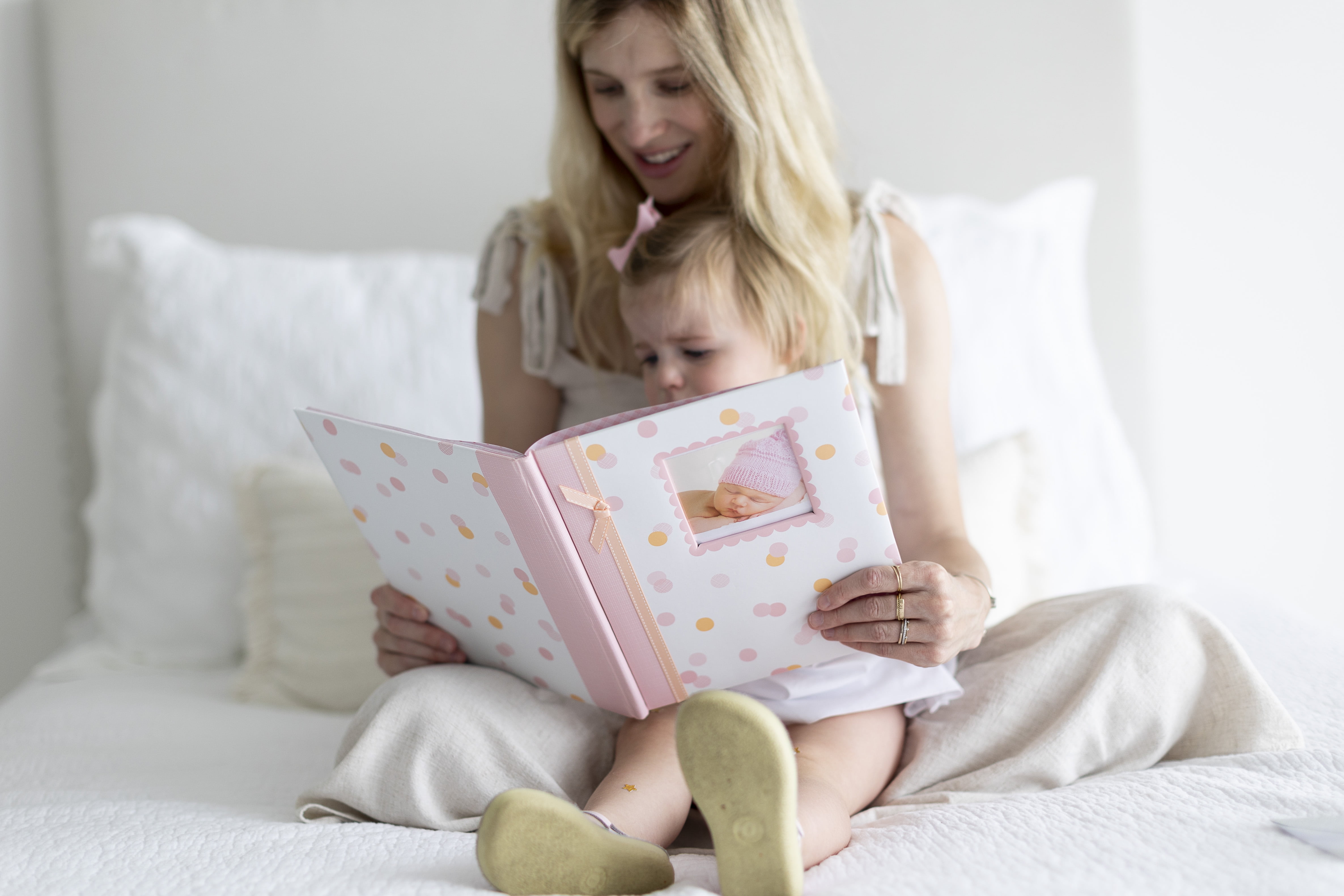 Lil Peach First 5 Years Memory Book, Baby Girl Keepsake Journal, Pink & Peach Polka Dots