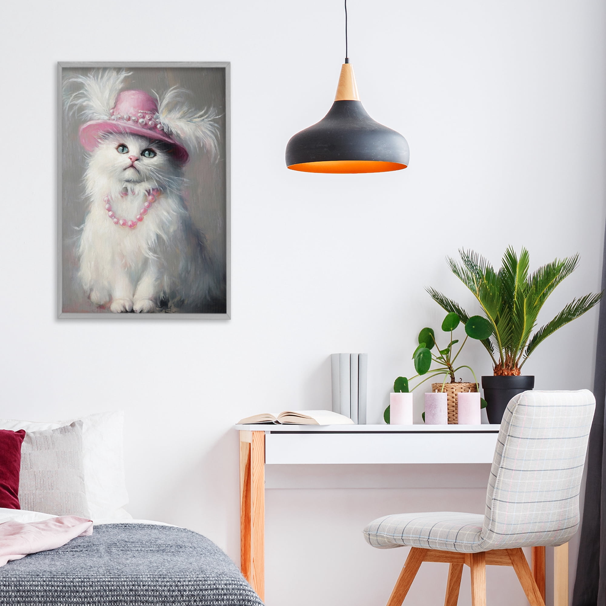 Stupell Industries Beautiful Brigitte Cat Gray Framed Giclee Art, design by Tina LeCour