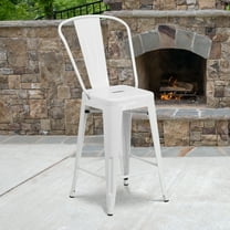 Flash Furniture Commercial Grade 4 Pack 24" High White Metal Indoor-Outdoor Counter Height Stool with Removable Back