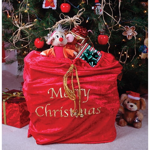 Christmas jute sack brown present bag santa coming to town logo new string new 