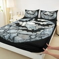thumbnail image 3 of Manfei Halloween Bat Full Size Sheets for Kids, Aesthetic Marble Bed Sheets, Black Gray Sheet Sets, Luxury Bedroom Decor 4-Piece, 3 of 7